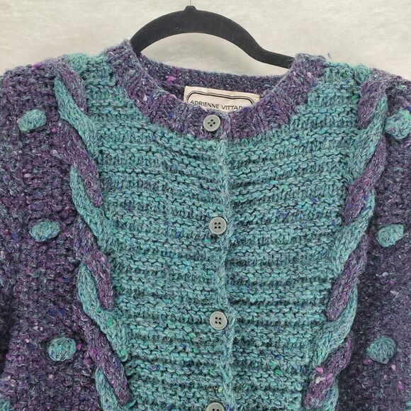 VTG S Adrienne Vittadini Bubble Knit Cardigan Wool Mohair Popcorn - Picture 5 of 9